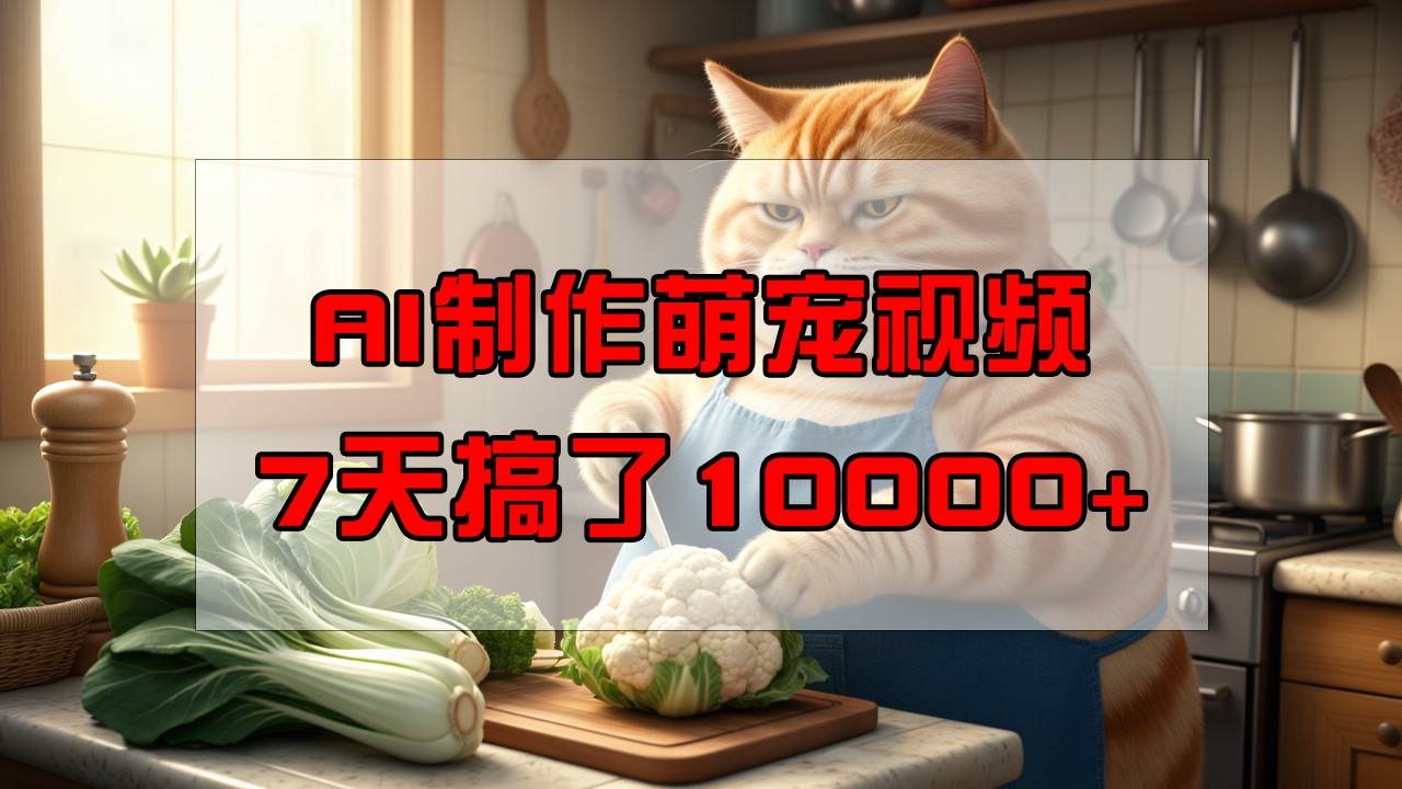 靠AI制作萌宠视频，7天搞了1万+，操作简单门槛低，有手机就行-靠谱项目库
