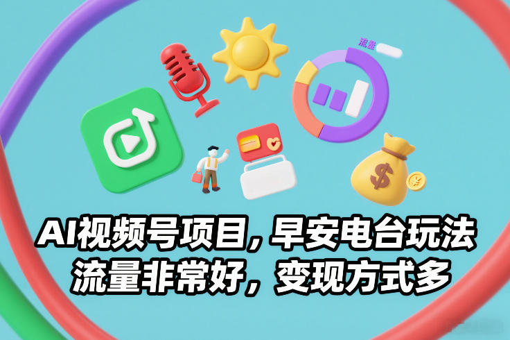 AI视频号项目，早安电台玩法，流量非常好，变现方式多-靠谱项目库