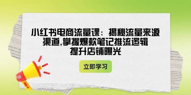 小红书电商流量课：揭秘流量来源渠道,掌握爆款笔记推流逻辑,提升店铺曝光-靠谱项目库