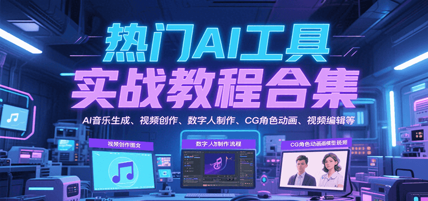 热门AI工具实战教程合集，AI音乐生成、视频创作、数字人制作、CG角色动画、视频编辑等-靠谱项目库