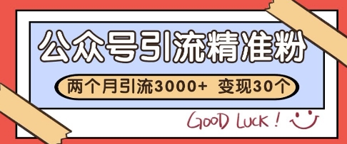 公众号精准粉引流玩法，2个月3000+精准粉，变现30个W【揭秘】-靠谱项目库