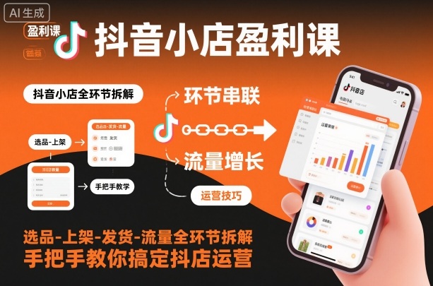 抖音小店盈利课-选品-上架-发货-流量全环节拆解，手把手教你搞定抖店运营-靠谱项目库