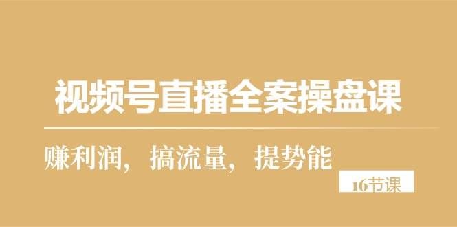 （10207期）视频号直播全案操盘课，赚利润，搞流量，提势能（16节课）-靠谱项目库