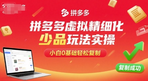 拼多多虚拟精细化少品玩法实操，小白0基础轻松复制-靠谱项目库