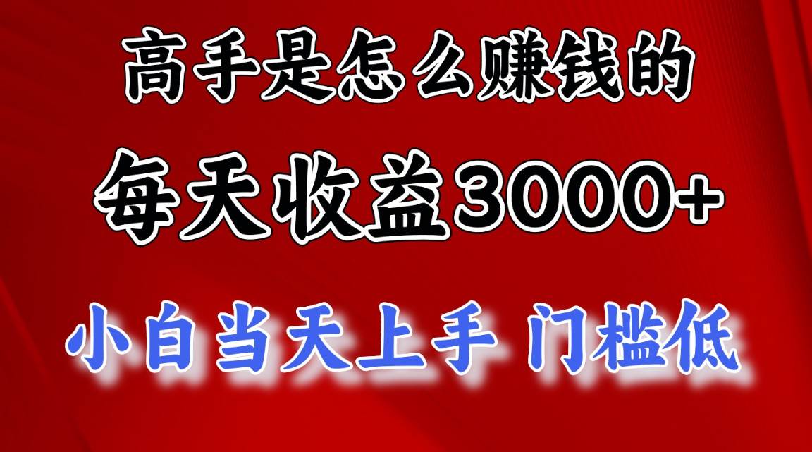 高手是怎么赚钱的，一天收益3000+ 这是穷人逆风翻盘的一个项目，非常...-靠谱项目库