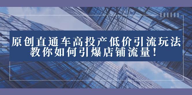 2023直通车高投产低价引流玩法，教你如何引爆店铺流量！-靠谱项目库
