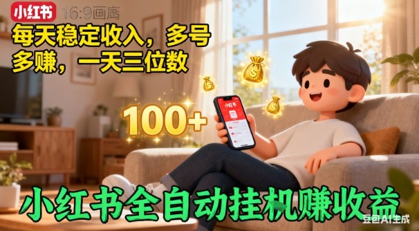 小红书自动挂G賺收益，每天稳定收入，多号多賺，一天三位数【揭秘】-靠谱项目库