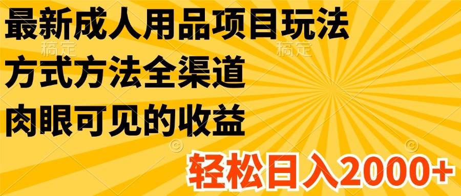 最新成人用品项目玩法，方式方法全渠道，肉眼可见的收益，轻松日入2000+-靠谱项目库