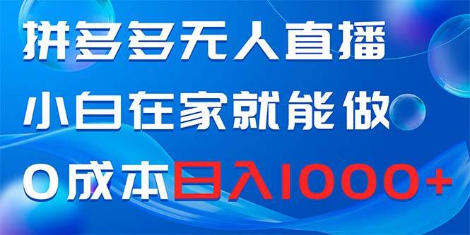 拼多多无人直播，小白在家就能做，0成本日入1000+-靠谱项目库