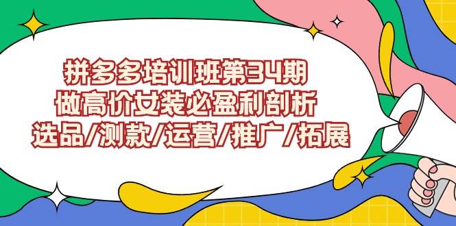拼多多培训班第34期：做高价女装必盈利剖析  选品/测款/运营/推广/拓展-靠谱项目库
