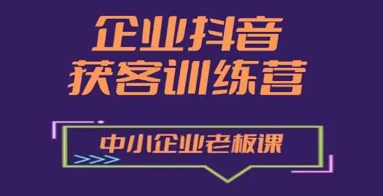 企业抖音营销获客增长训练营，中小企业老板必修课-靠谱项目库