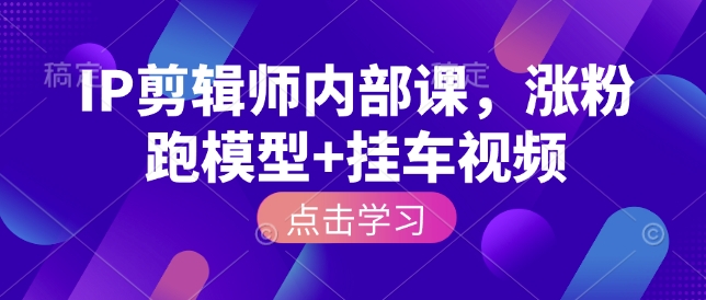 IP剪辑师内部课，涨粉跑模型+挂车视频（更新）-靠谱项目库