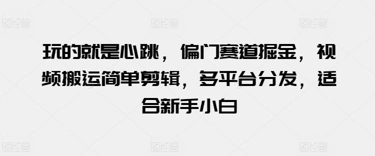 玩的就是心跳，偏门赛道掘金，视频搬运简单剪辑，多平台分发，适合新手小白【揭秘】-靠谱项目库