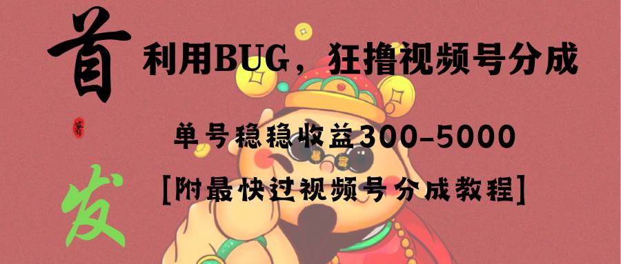 （8549期）全网独家首发，视频号BUG，超短期项目，单号每日净收益300-5000！-靠谱项目库
