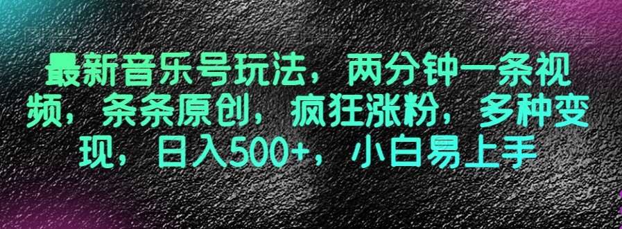 最新音乐号玩法，两分钟一条视频，条条原创，疯狂涨粉，多种变现，日入500+，小白易上手【揭秘】-靠谱项目库