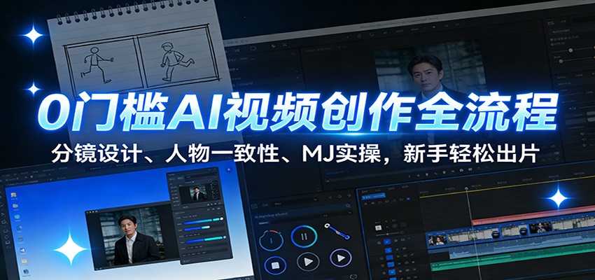 0门槛AI视频创作全流程：分镜设计、人物一致性、MJ实操，新手轻松出片-靠谱项目库