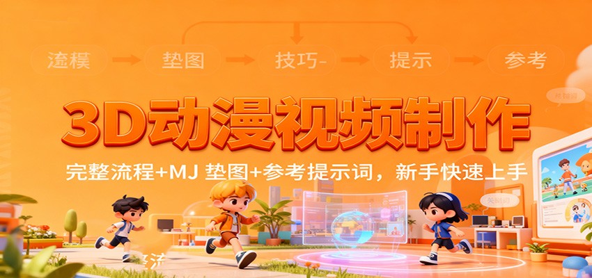 3D动漫视频制作，完整流程+MJ 垫图+参考提示词，新手快速上手-靠谱项目库