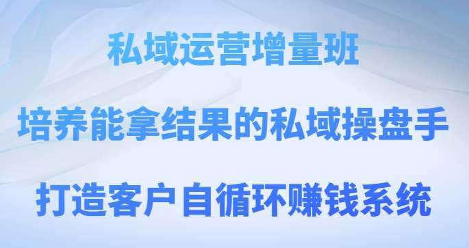 私域运营增量班，培养能拿结果的私域操盘手，打造客户自循环赚钱系统-靠谱项目库