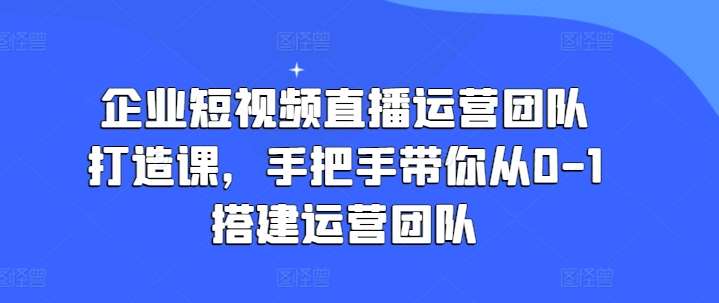 企业短视频直播运营团队打造课，手把手带你从0-1搭建运营团队-靠谱项目库