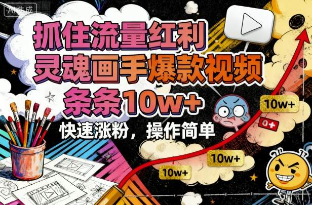 抓住流量红利，灵魂画手爆款视频，条条10w+，快速涨粉，操作简单-靠谱项目库