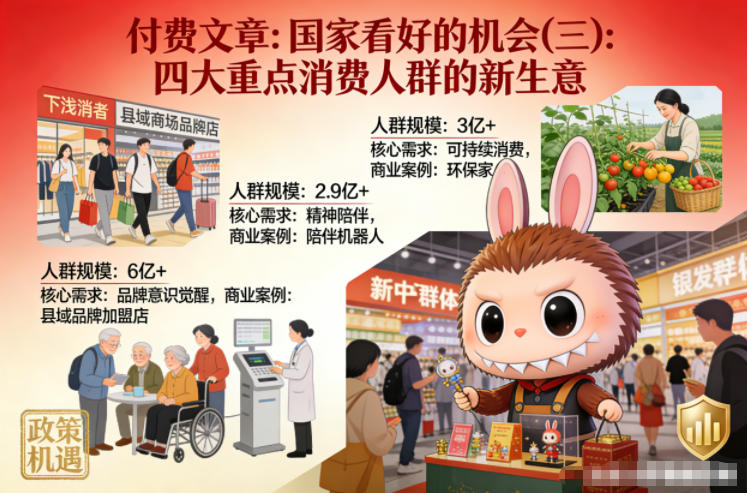 付费文章：国家看好的机会(三)：四大重点消 费人群的新生意-靠谱项目库