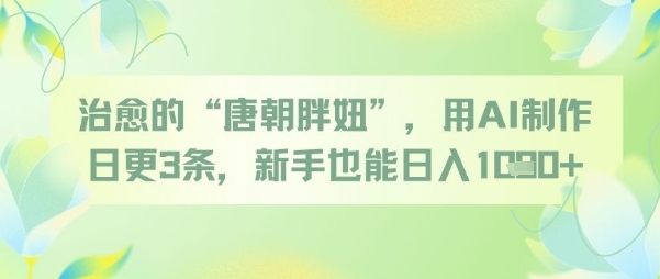 治愈的“唐朝胖妞”，用AI制作日更3条，新手也能日入多张-靠谱项目库