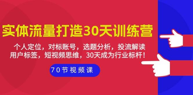 （9782期）实体-流量打造-30天训练营：个人定位，对标账号，选题分析，投流解读-70节-靠谱项目库