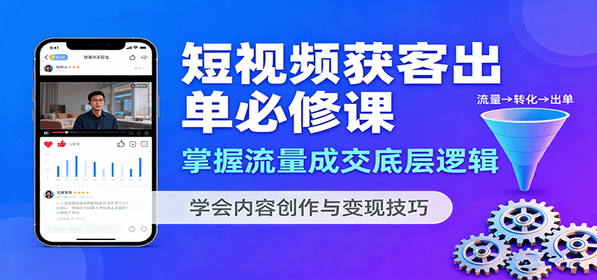 短视频获客出单必修课：掌握流量成交底层逻辑，学会内容创作与变现技巧-靠谱项目库