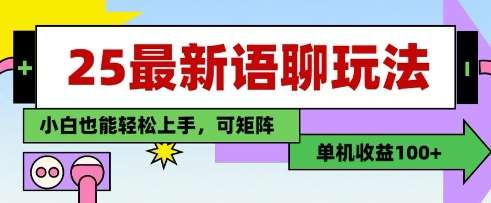 25年最新语聊玩法，纯手工，单机收益100+，小白也能轻松上手，可矩阵操作-靠谱项目库