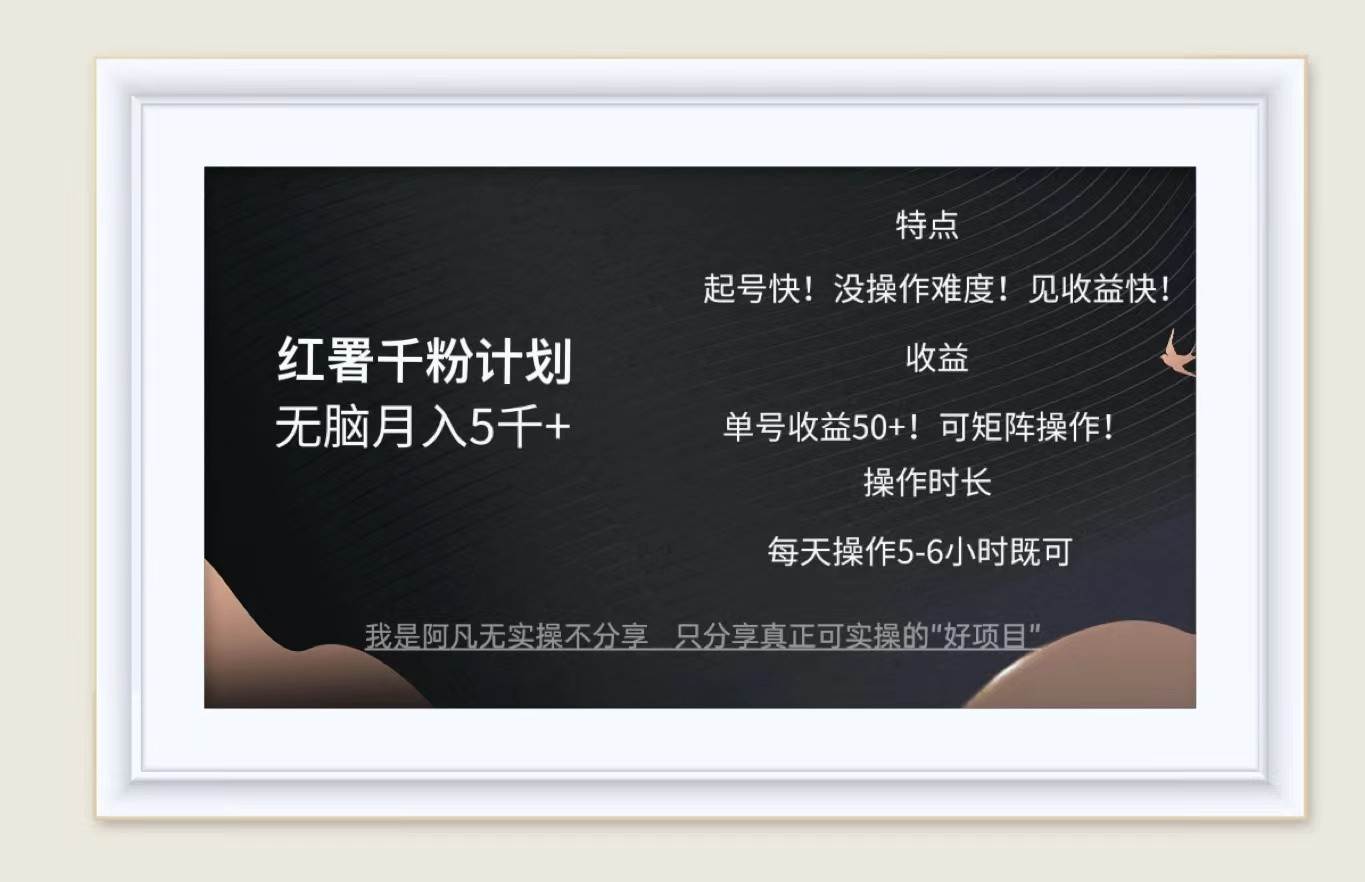 红薯千粉计划无脑月入5千+！既做既赚！-靠谱项目库