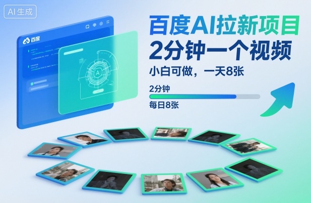百度AI拉新项目，2分钟一个视频，小白可做，一天8张【附案例+保姆级教程】-靠谱项目库