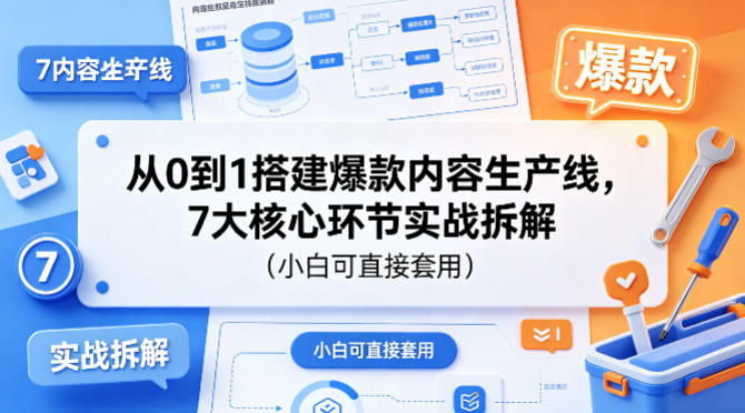 从0到1搭建爆款内容生产线，7大核心环节实战拆解（小白可直接套用）-靠谱项目库