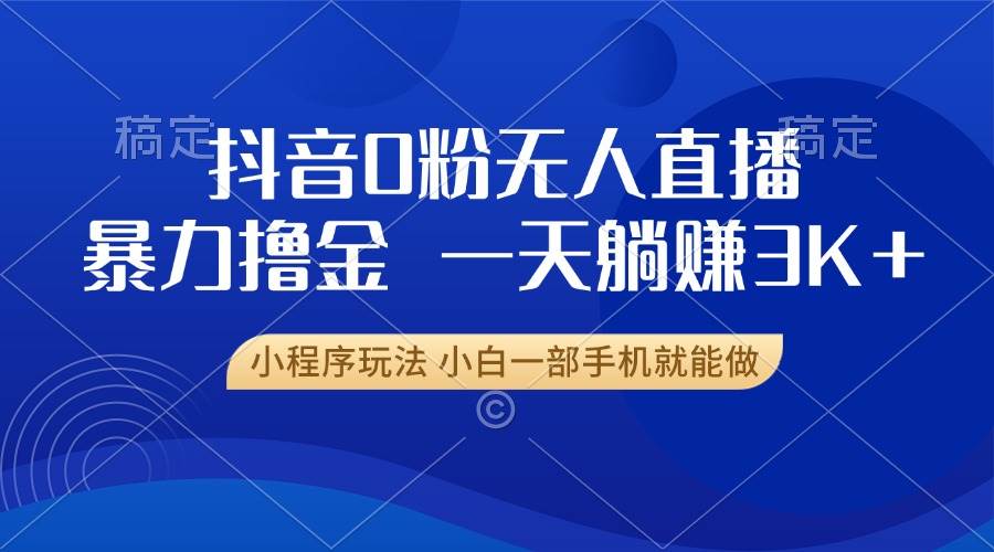 （13449期）抖音0粉无人直播暴力掘金，一天躺赚3K+，小白一部手机就能做-靠谱项目库