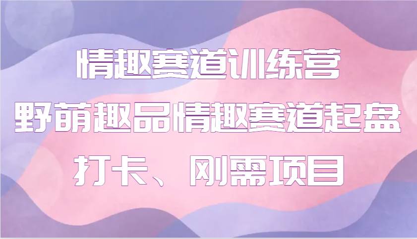 情趣赛道训练营 野萌趣品情趣赛道起盘打卡、刚需项目-靠谱项目库