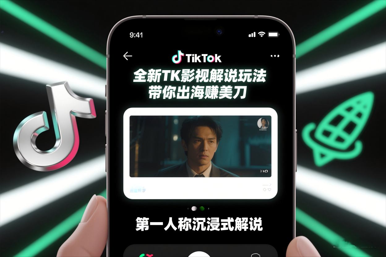 TikTok第一人称影视解说教学，全新TK影视解说玩法，带你出海賺美刀-靠谱项目库