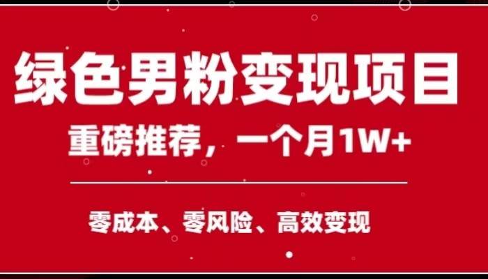手机操作，月入1W以上副业领袖绿色男粉高客单价项目-靠谱项目库