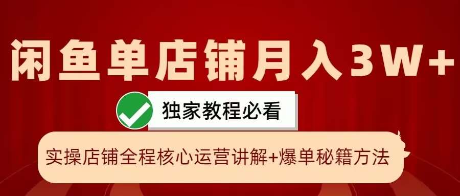 闲鱼单店铺月入3W+实操展示，爆单核心秘籍，一学就会【揭秘】-靠谱项目库