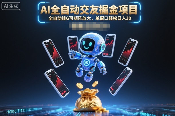 AI全自动交友掘金项目，全自动挂G可矩阵放大，单窗口轻松日入30+【揭秘】-靠谱项目库