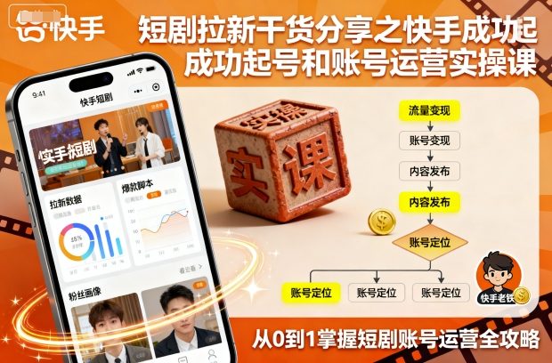 短剧拉新干货分享之快手成功起号和账号运营实操课-靠谱项目库