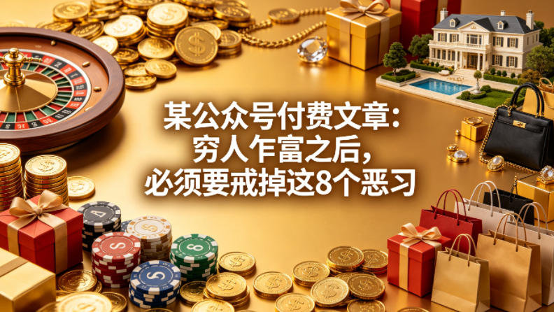 某公众号付费文章：穷人乍富之后，必须要戒掉这8个恶习-靠谱项目库