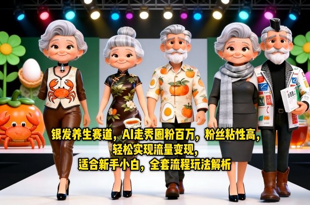 银发养生赛道，AI走秀圈粉百万，粉丝粘性高，轻松实现流量变现，适合新手小白，全套流程玩法解析-靠谱项目库
