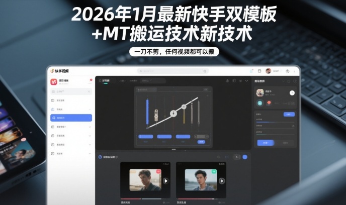 2026年1月最新快手双模板+MT搬运技术，一刀不剪，任何视频都可以搬-靠谱项目库