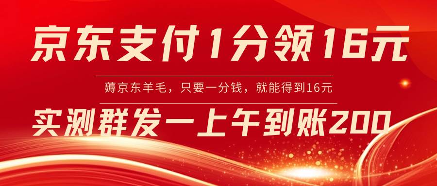 （8678期）京东支付1分得16元实操到账200-靠谱项目库
