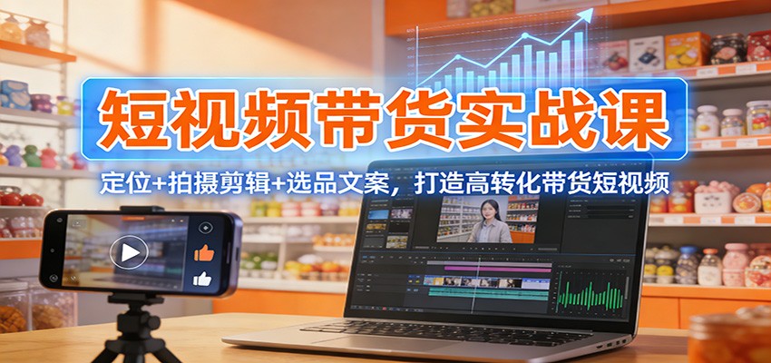 短视频带货实战课：定位+拍摄剪辑+选品文案，打造高转化带货短视频-靠谱项目库