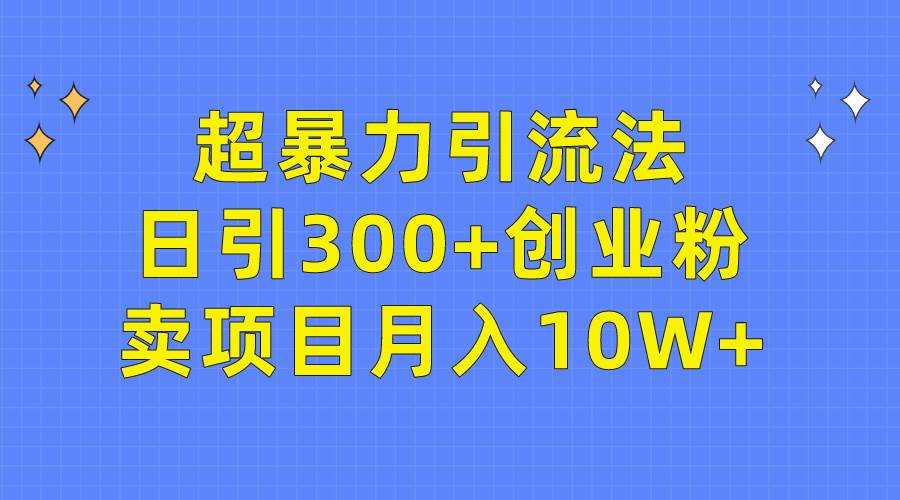 （9954期）超暴力引流法，日引300+创业粉，卖项目月入10W+-靠谱项目库