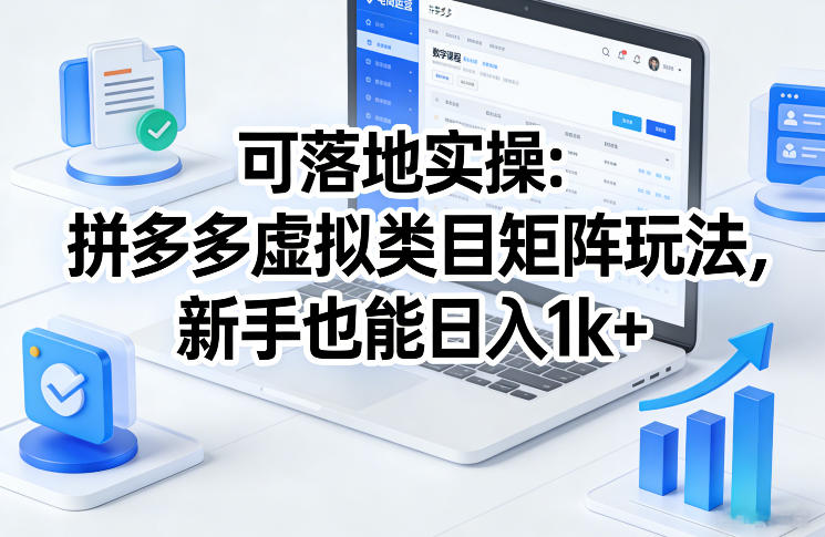 可落地实操：拼多多虚拟类目矩阵玩法，新手也能日入1k+【揭秘】-靠谱项目库