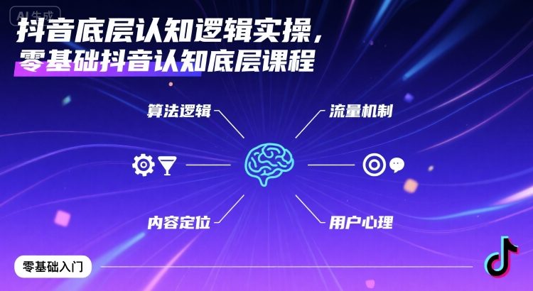 抖音底层认知逻辑实操，零基础抖音认知底层课程-靠谱项目库