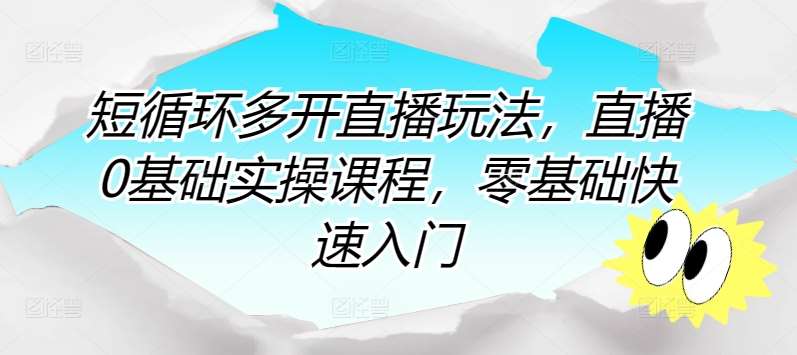 短循环多开直播玩法，直播0基础实操课程，零基础快速入门-靠谱项目库