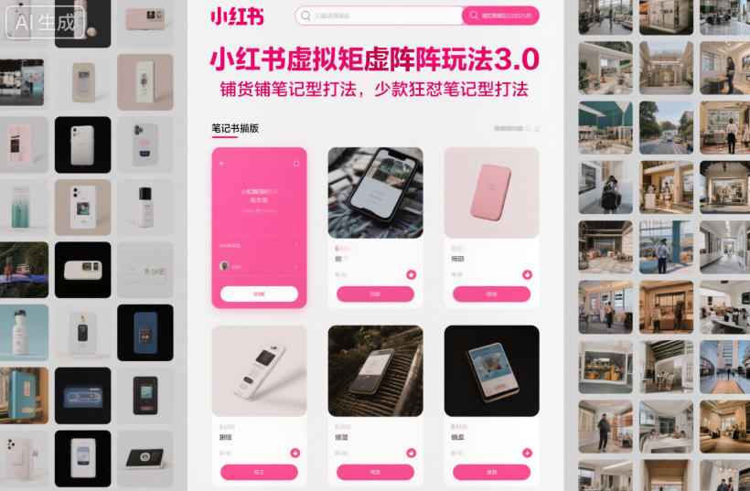 小红书虚拟矩阵玩法3.0，铺货铺笔记型打法，少款狂怼笔记型打法-靠谱项目库