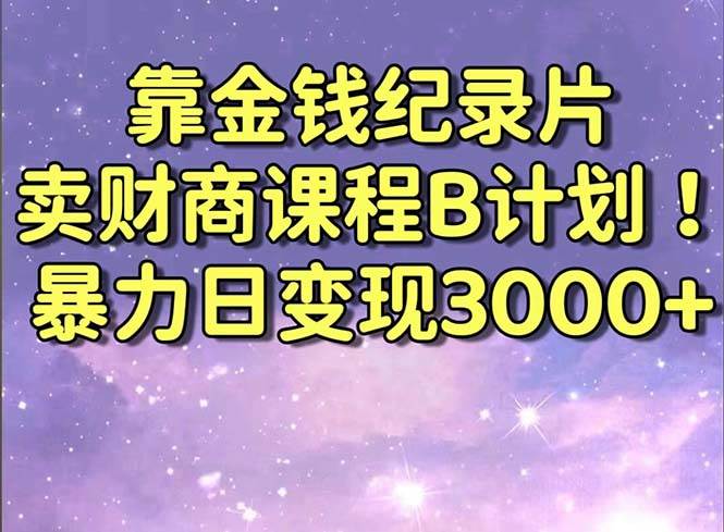 靠金钱纪录片卖财商课程B计划！暴力日变现3000+，喂饭式干货教程！-靠谱项目库